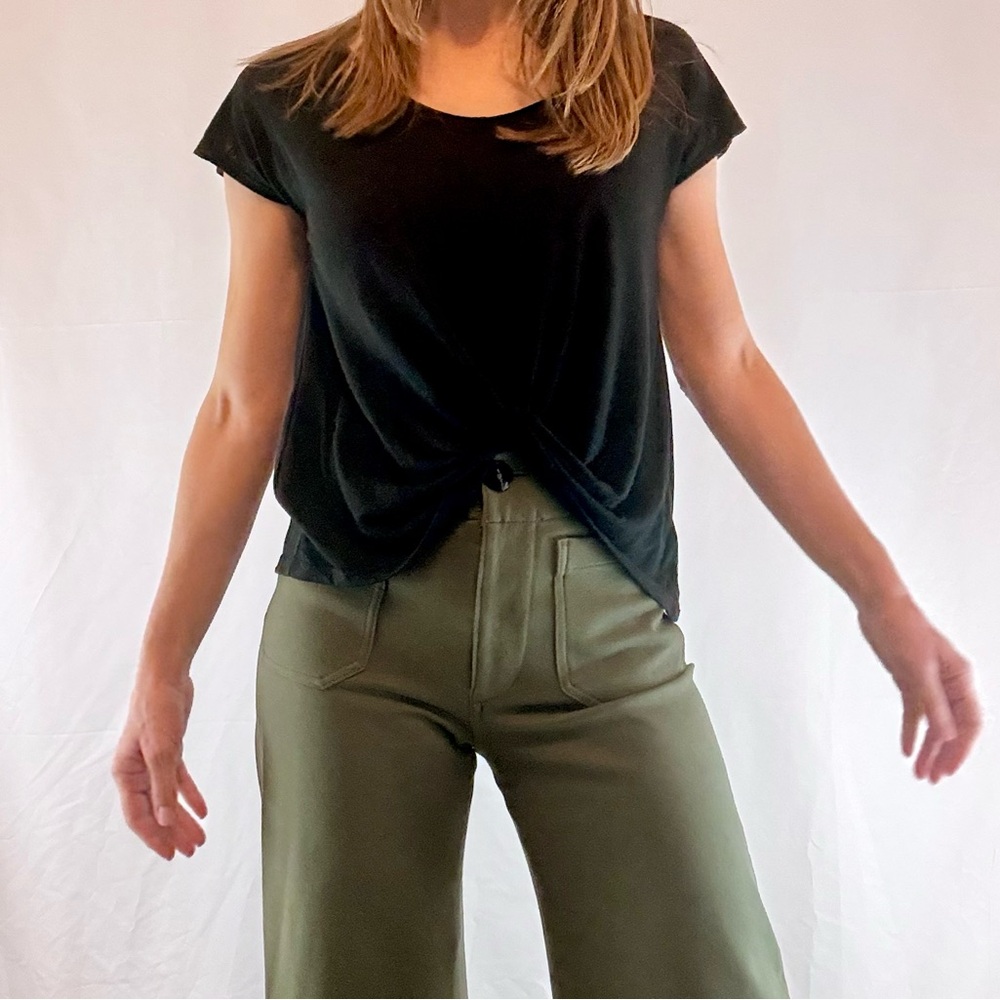 Anthropologie Pure + Good Black Twist Front Crop Top
